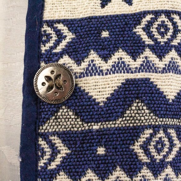 Vintage M Cotton Southwestern Sweater Jacket Blue - Picture 8 of 10